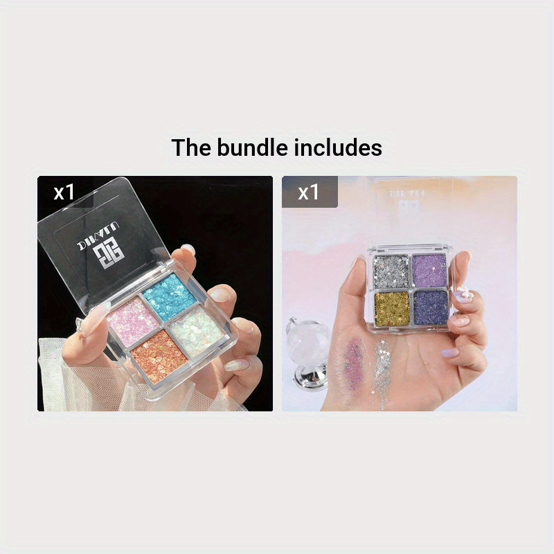 4-Color Glitter Eyeshadow Palette for Parties & Events