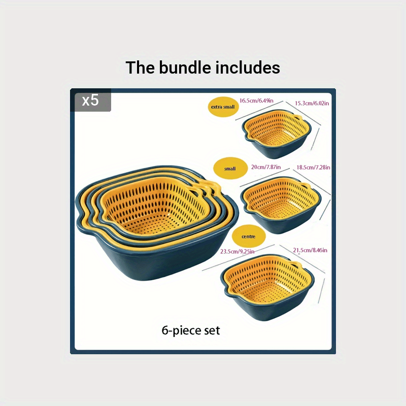 6-Piece Kitchen Multifunctional Drain Basket PP Material Household