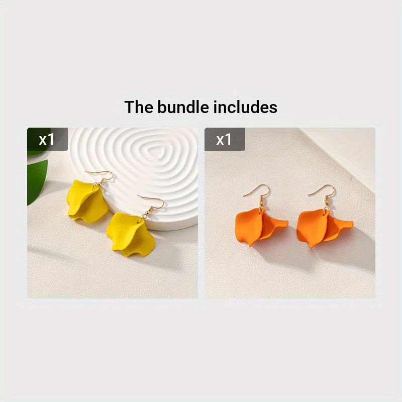 Colorful Boho Acrylic Petal Dangle Earrings for Daily Wear