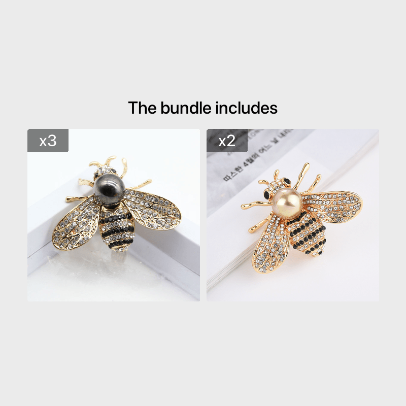 Elegant Rhinestone Bee Brooch With Faux Pearl Detail For - Temu