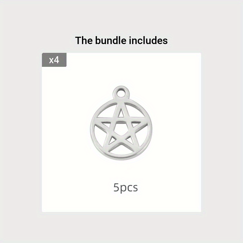 5pcs Pentagram Charm Tiny Charms Stainless Steel Wicca Pendant For  Bracelets Necklace Jewelry Making Accessories For Men