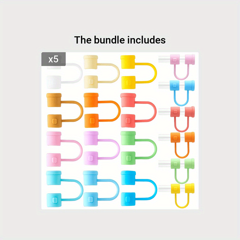 12 Pack Reusable Silicone Straw Tips Cover for 6 to 8 mm Straws