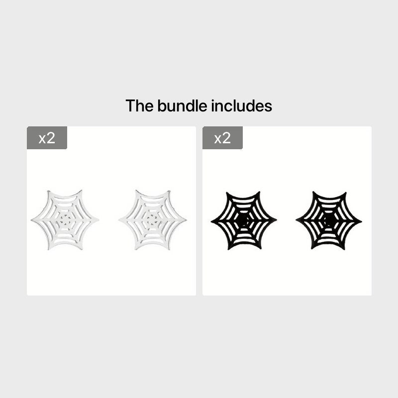 2pcs Men's Stainless Steel Spider Web Earrings