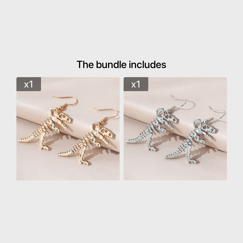 Punk Style Dinosaur Skeleton Drop Earrings