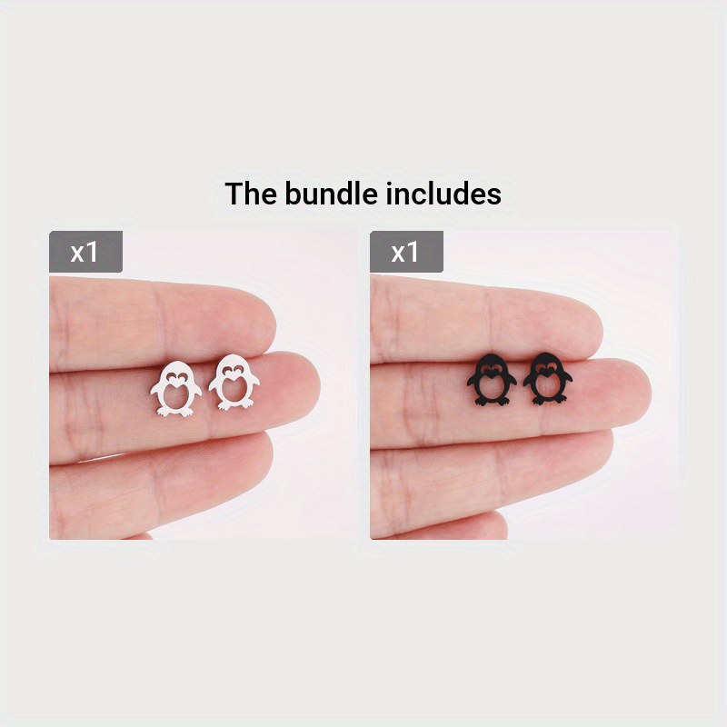 Penguin Stainless Steel Earrings In