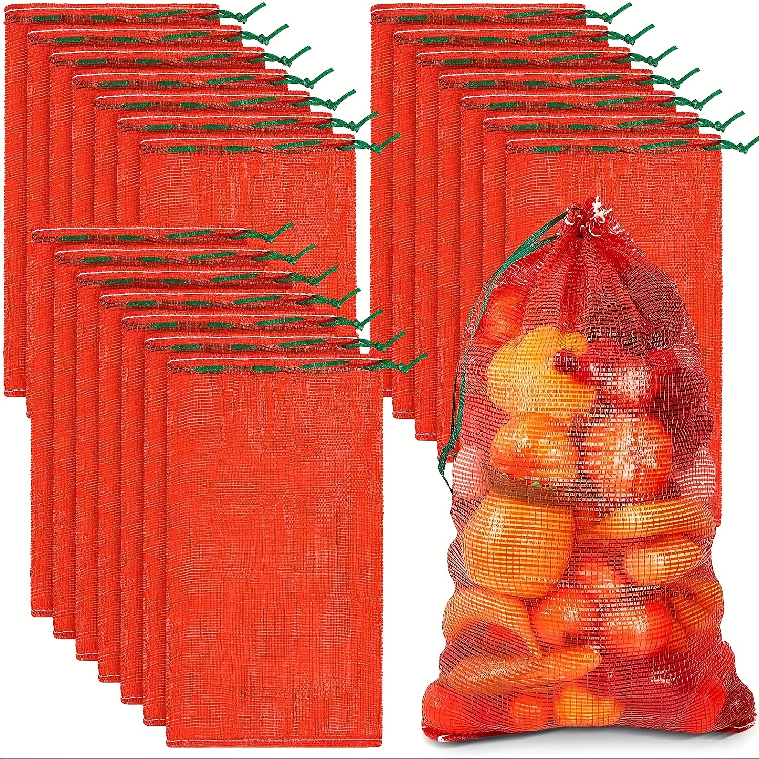  100Pcs Reusable Produce Bags, Shellvcase Onion Fruits Mesh  Produce Bags and Seafood Boil Bags, 24'' Net Storage Bags for Grocery  Shopping Storage of Fruit Vegetable Seafood Toy & Garden Produce(Red) 