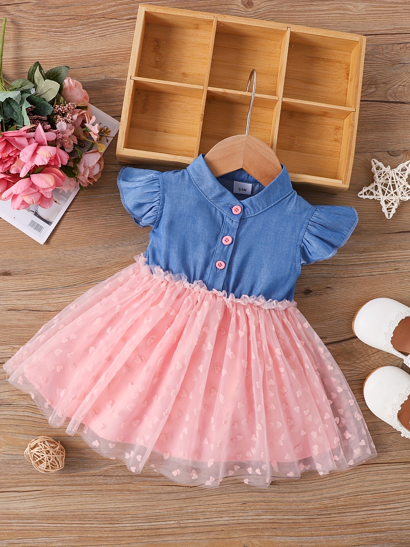 Baby girl denim dress on sale outfit