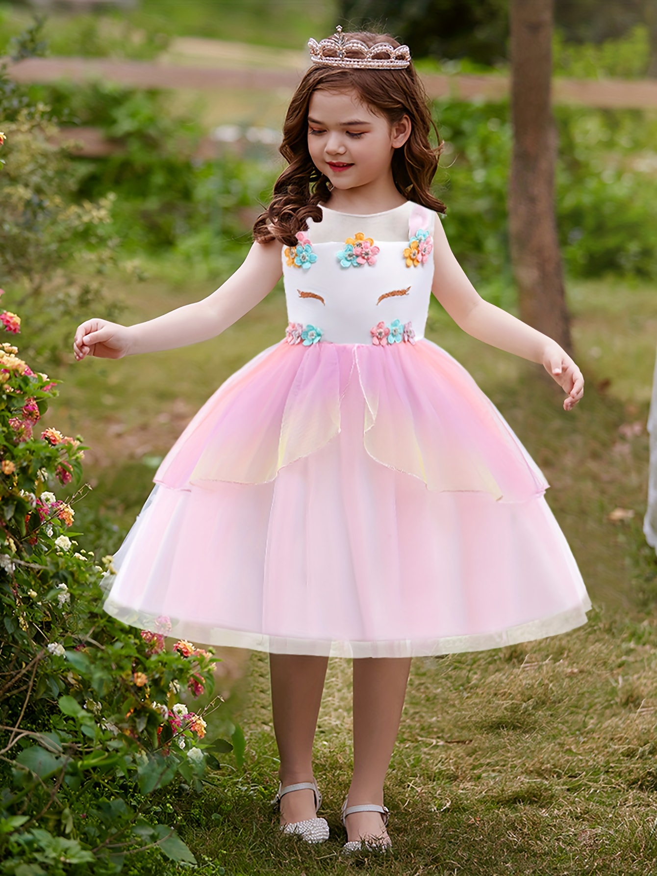 Vestido de niña de flores formal de tul de encaje blanco para ocasión  especial fiesta de dama de honor concurso de bodas primera comunión sesión  de fotos cumpleaños -  México