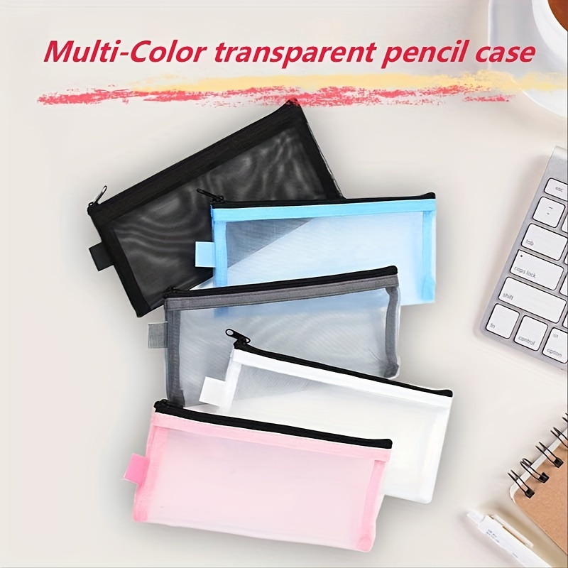 Mini Transparent Nylon Mesh Pencil Pouch Toiletry Carry Pouch
