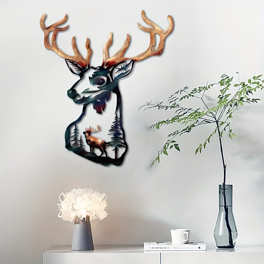 Deer Head Fishing Tackle Sign Metal Wall Art Unique Home - Temu