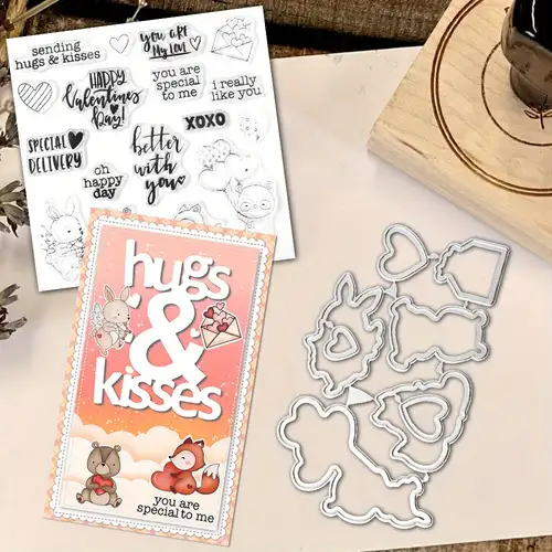 Valentines Metal Cutting Dies Clear Stamps for Card Making Supplies, Dwarf  Clear Stamp with Die Cuts Embossing Stencil Template Tool for DIY