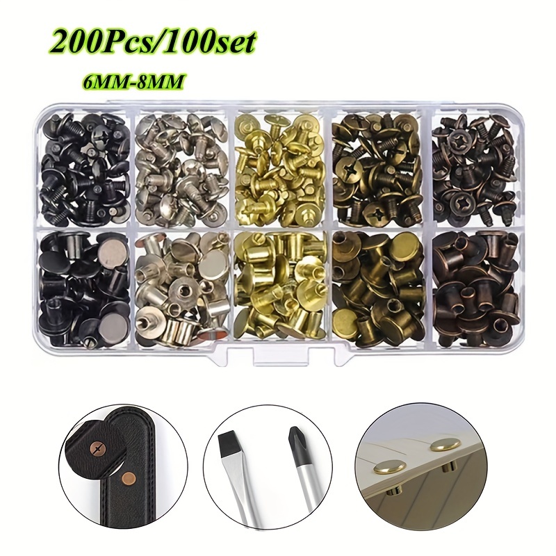 1 Box Colorful Metal Rivet Nail Decoration 6mm Piercing Rings Nail