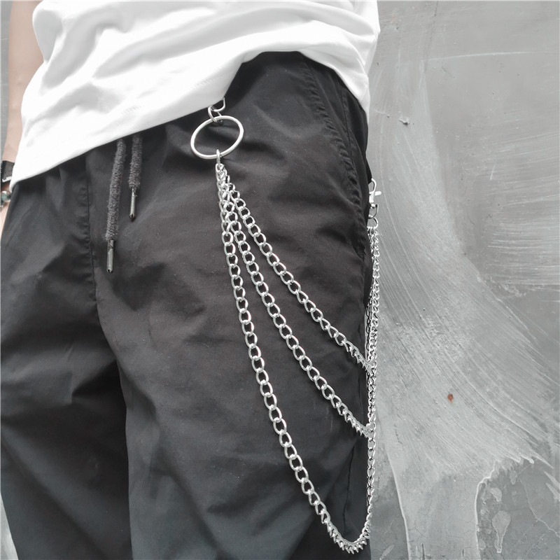 1pc Women's Hip Hop Multi-Layered Metal Pants Chain in Silver Color, Punk Style Fashionable Accessory for Jeans Chains, One-Size Silver Aluminum