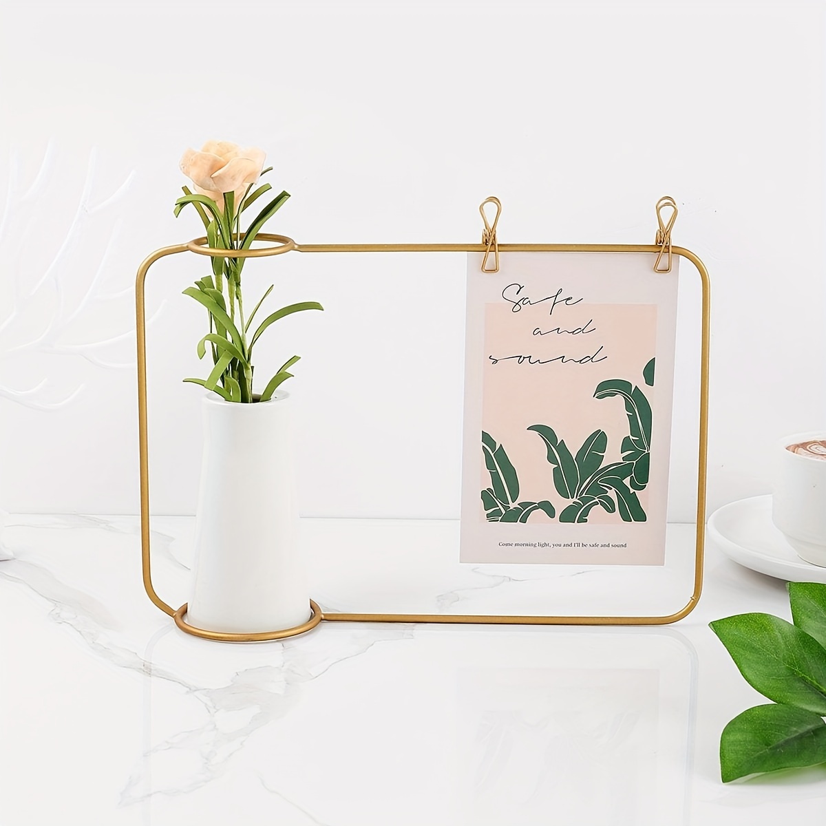 Family Piture Frame 4x6 Vertical Metal Tree Desk Photo Frames with Glass  Terrarium Vase Flower Plants (Tree)