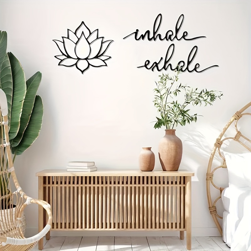  AMZUS Decoración de pared de metal para el hogar, arte de pared  de madera mandala, decoración de pared tallada con flores rústicas,  decoración de yoga para colgar en la pared, adornos