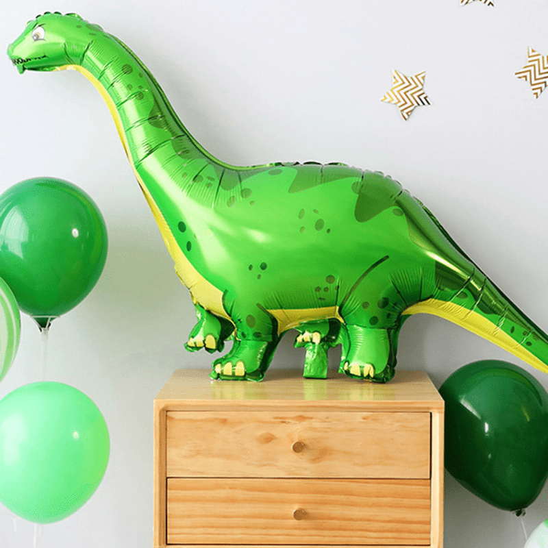 Palloncino in Mylar a forma di Dinosauro Green Triceratops che Cammina