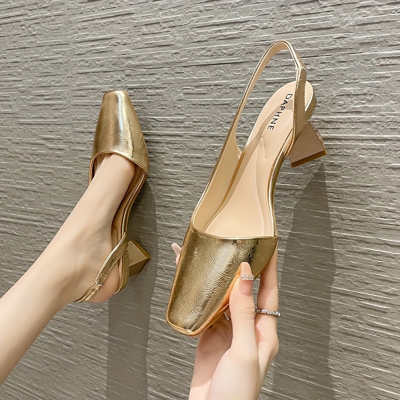 Womens Gold Chunky Heels - Temu