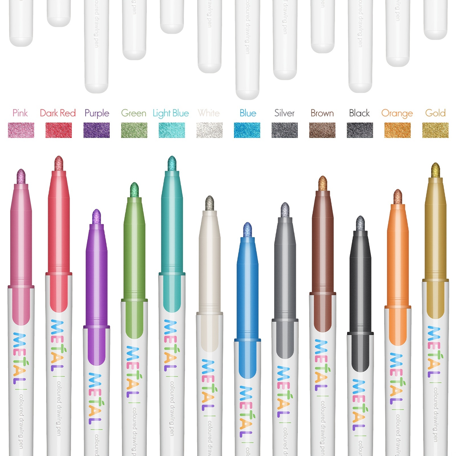 PuTwo Putwo Metallic Markers, 12 Colors Metallic Pens, 2Mm