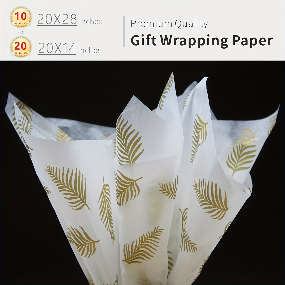 80 Sheets Gold White Tissue Paper Bulk - 14X20 Metallic Tissue Paper Gift  Wra