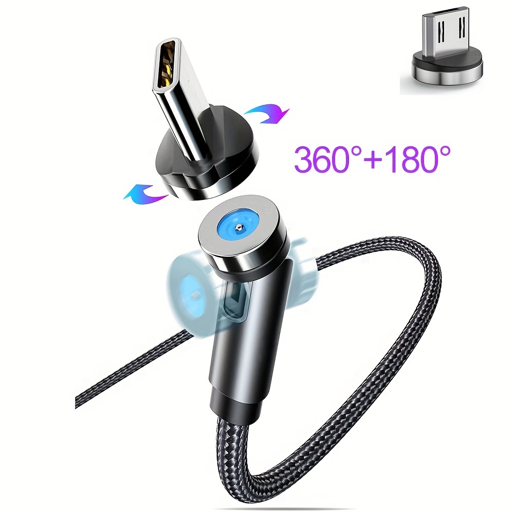  Statik 360 - Cable de carga magnético USB C, micro USB, puntas  magnéticas 3 en 1 para cargar todos los dispositivos - Cargador magnético  tipo C cargador de teléfono magnético 