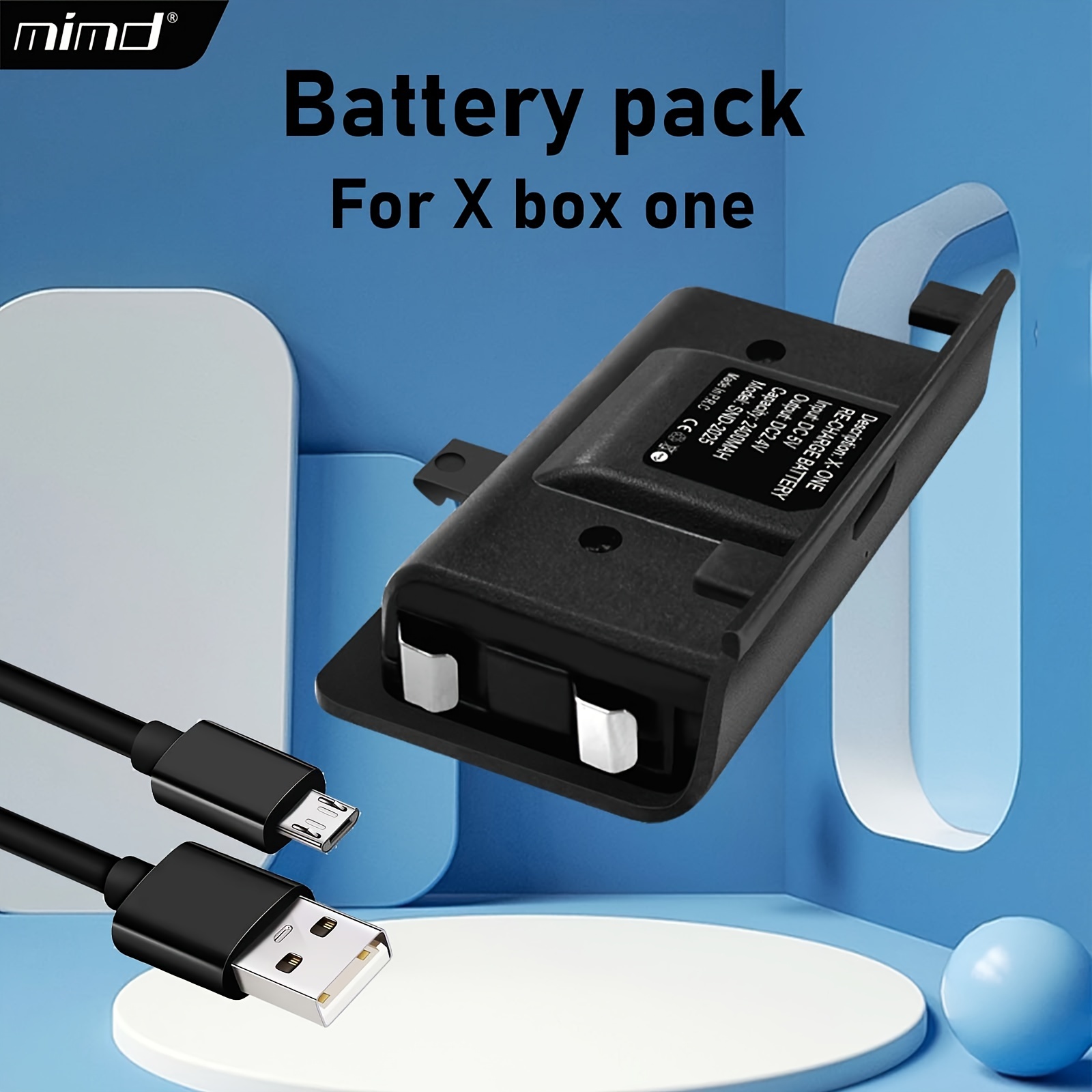  Batería para mando Xbox One (paquete de 2) 1400mAh Ni-Mh batería  de repuesto con cable micro USB 2 en 1 para Xbox One/One S/One X/Elite (no  se puede utilizar para el