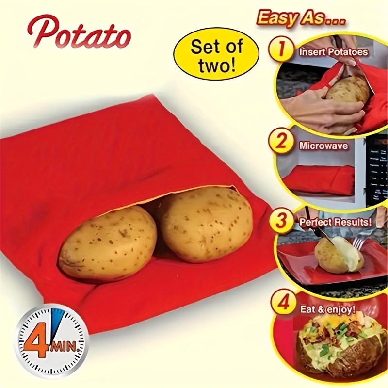MyLifeUNIT Bolsa de patata para microondas, bolsa de horno para microondas,  color rojo