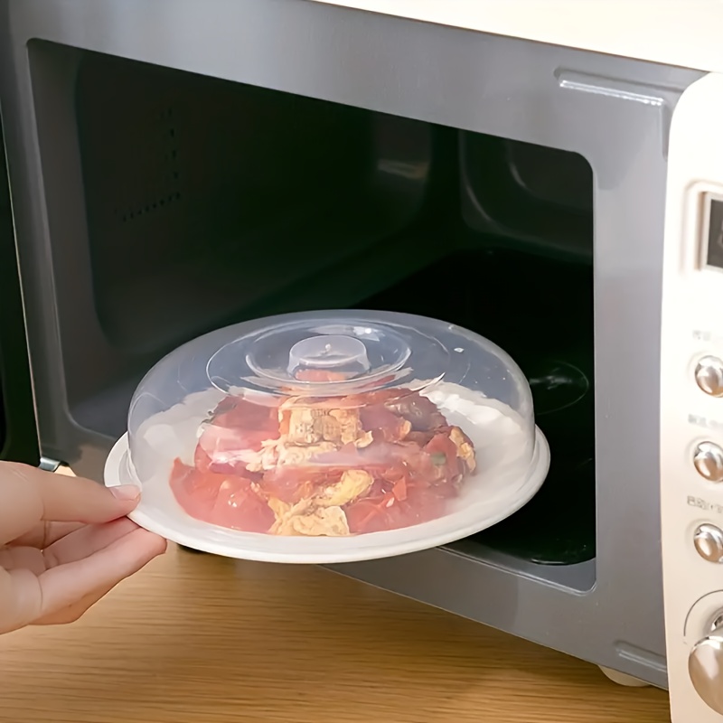 1pc Microwave Splatter Cover With Tray, Stacking Microwave Lid