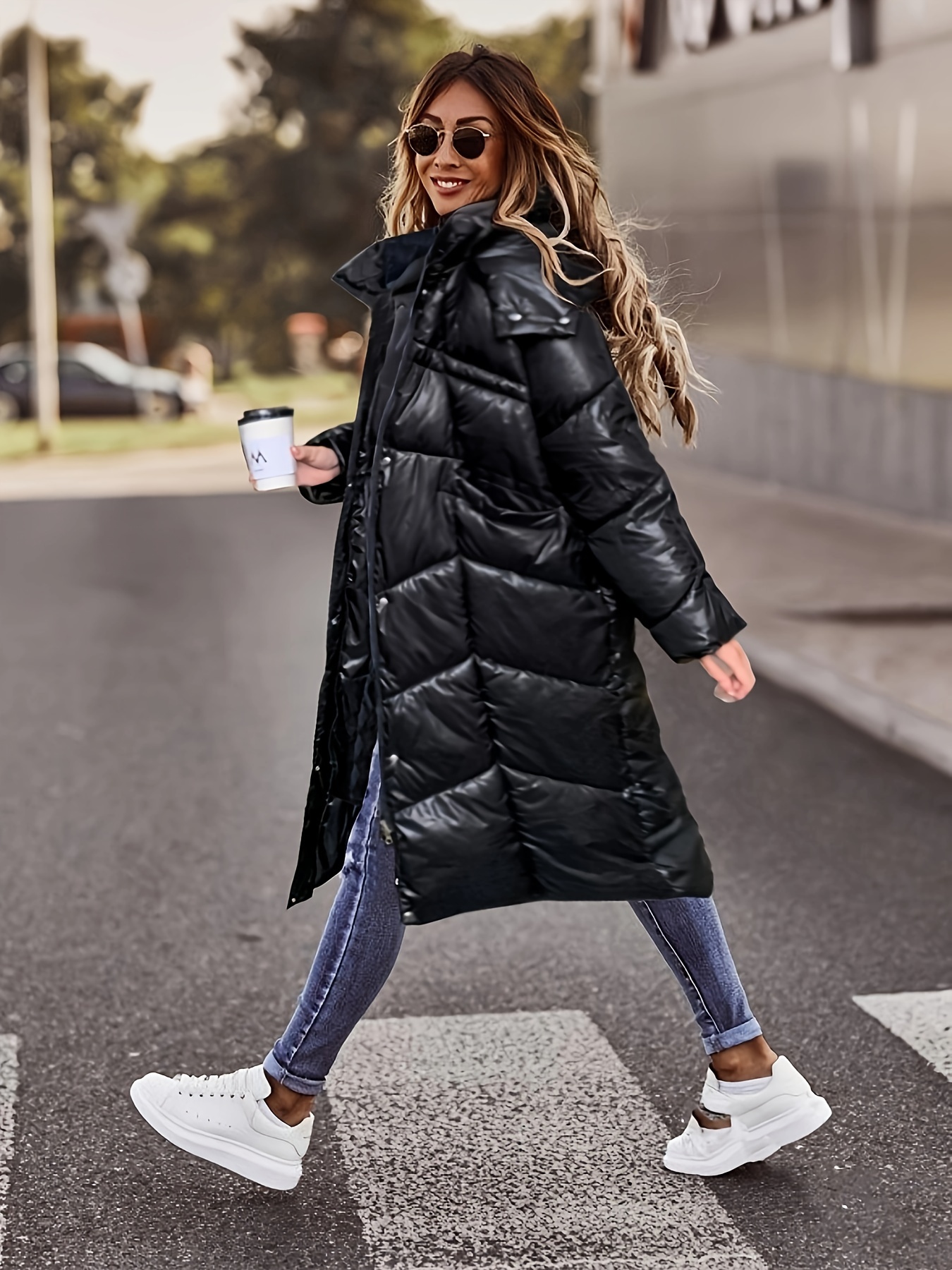 Comprar Parka abrigo de invierno para mujer nuevo cuello de piel gruesa en  la chaqueta larga hasta la rodilla ajustada abrigo Floral.