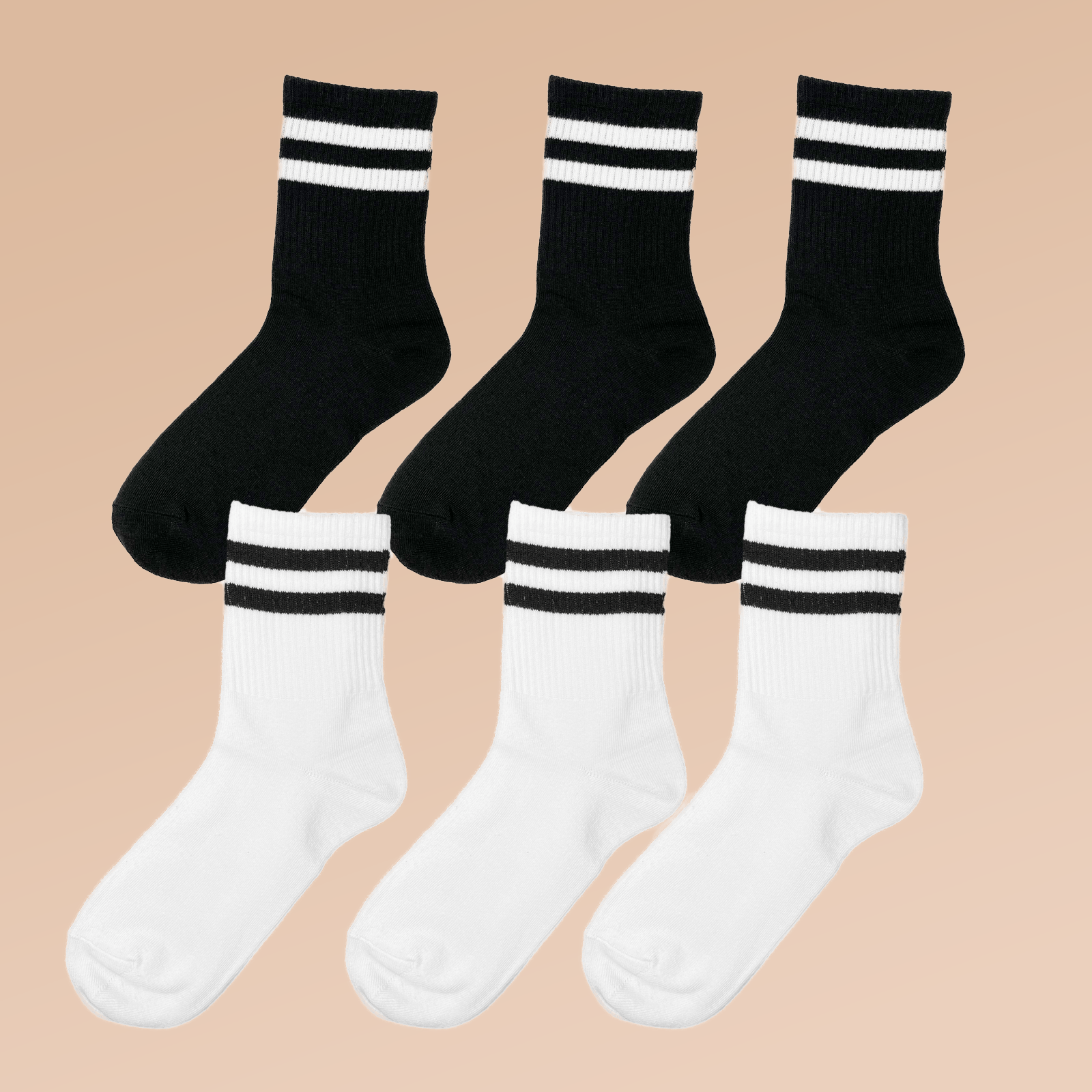 Calcetines de color Blanco con Rayas Negras para Adulto