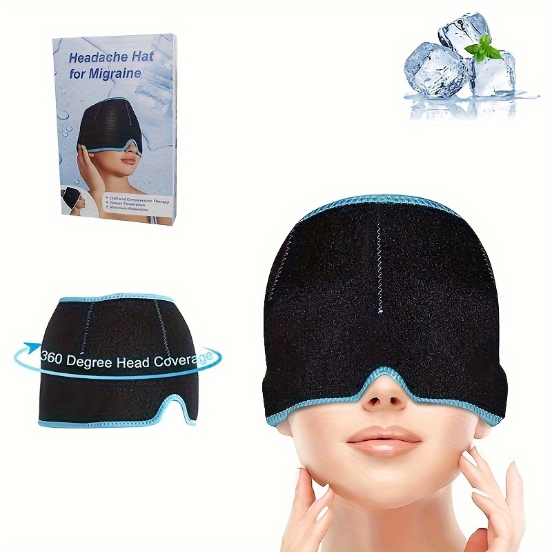 1pc Cooling Gel Ice Pack Hat - Headache Relief, Migraine, Sleep Cap With  Eye Mask - Head & Eye Physical Cooling Hat - Cold & Warm Therapy Headgear,  Temperature Reduction Cap