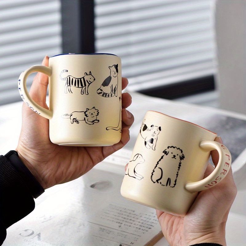 Ceramic Coffee Mug Yoga Dog Printed Mug White Hot Cold Drink - Temu