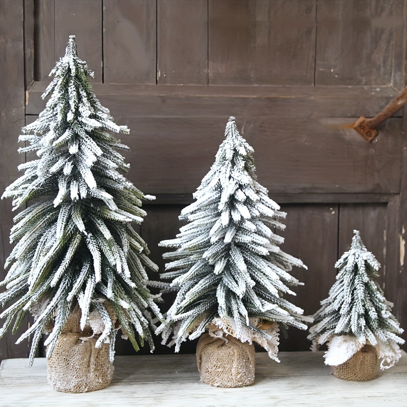 Árvore de Natal Branca, Mini Árvores de Natal Brancas Artificiais de 23,6  pol. com Base de Plástico, Árvore de Natal de Mesa DIY para Decorações de