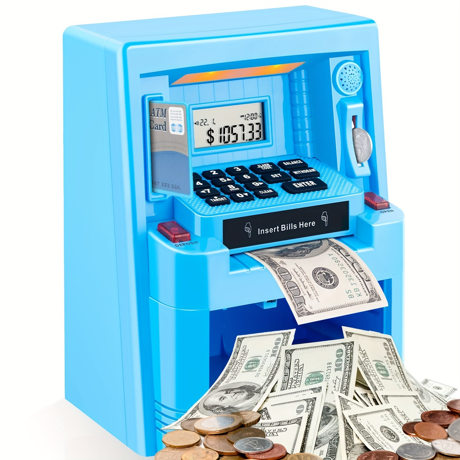 Hucha de cajero automático mejorada 2023 para dinero real, cajero  automático para niños y adultos con tarjeta, mini cajero automático de  dinero