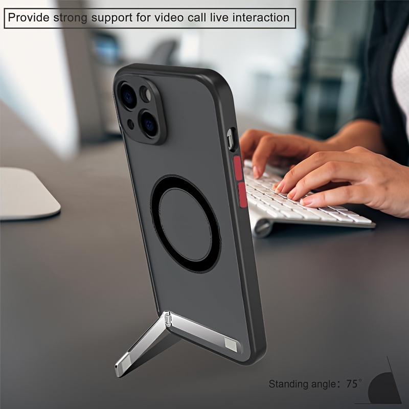 Funda compatible con Iphone 15 Pro Max / 15 Pro, caja de teléfono de  ventana grande para PC mate con soporte magnético de etiqueta de fuga