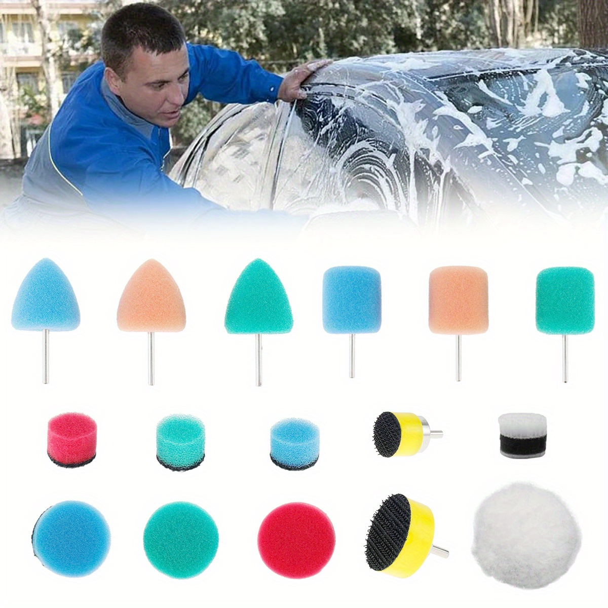 24pcs Mini Polishing Pad Sponge Car Buffing Kit Detailing Waxing Sealing  Glaze Car Buffing Wheel for