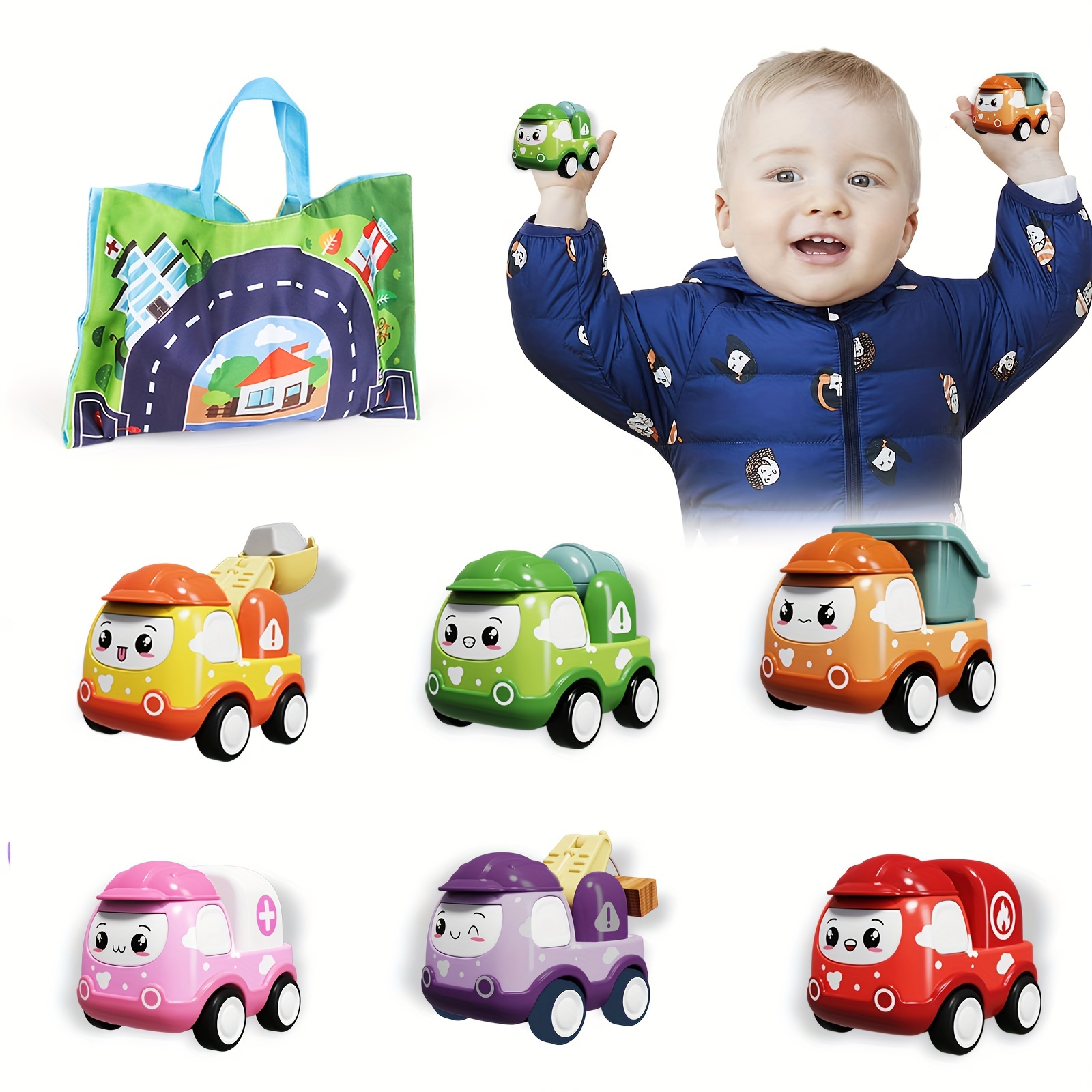 Monster Trucks 3PCS Toddler Cars Cadeaux Friction Power Pull Back Push and  Go Ensemble de Voiture pour bébé Enfants garçons 12 Mois