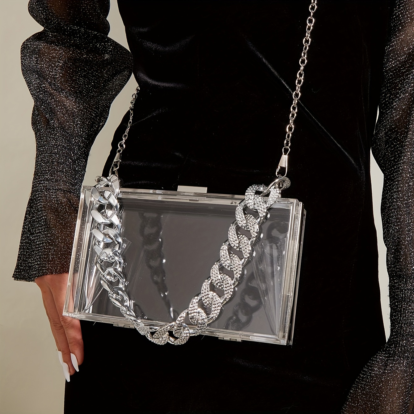 Transparent Acrylic Box Square Bag Clear Shoulder Crossbody Purse With  Chain Strap For Party - Bags & Luggage - Temu Austria