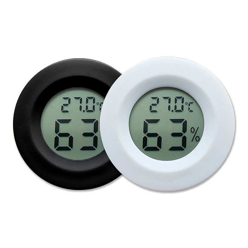 1pc Embedded Round Digital Thermometer Hygrometer For Reptile Pet Acrylic  Box