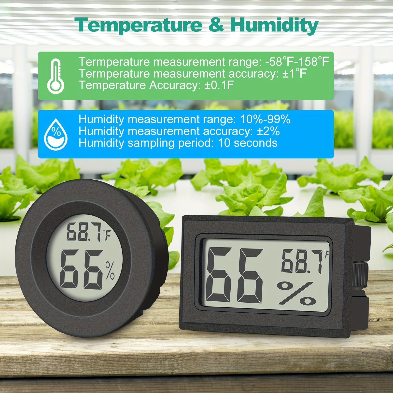 2-pack Mini Digital Hygrometer Thermometer Gauge With Probe Lcd Display  Temperature Fahrenheit Humidity Meter For Incubator, Reptile Plant Terrarium