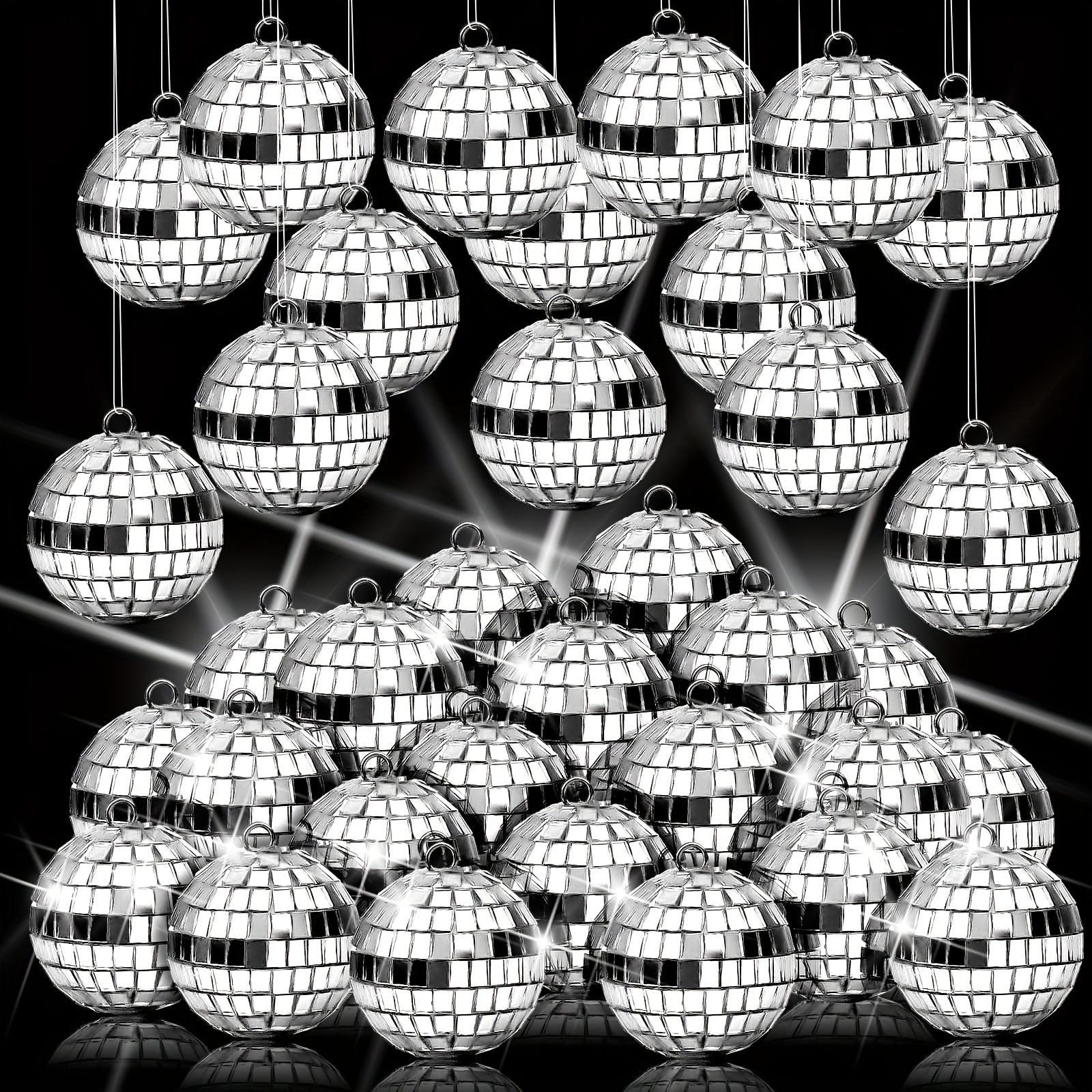 8 pièces Miroir Disco Boules Argent Suspendu Disco Lumière Miroir Boule