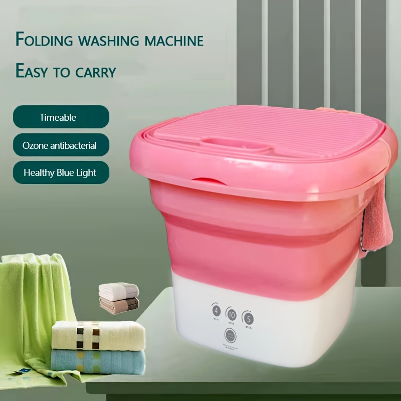 Mini lavadora plegable, lavadora compacta portátil, para negocios, viajes  (rosa)