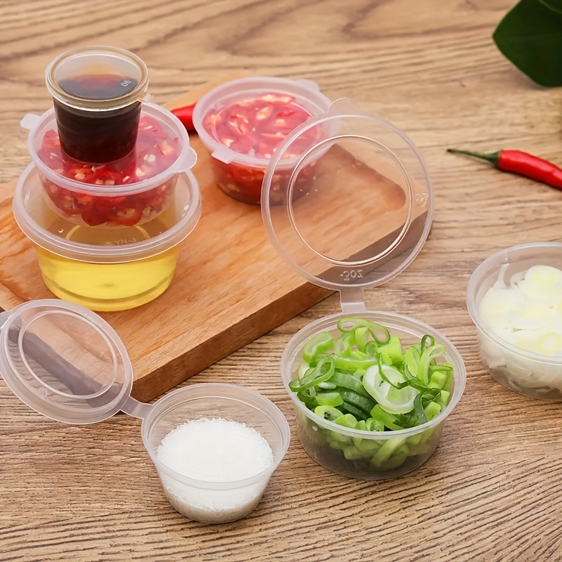 NEW 10pcs 27/35.7ml Disposable Plastic Takeaway Sauce Cup Reusable  Containers Food Box with Hinged Lids Small Pigment Paint Box