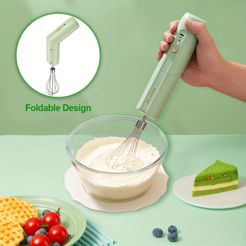 Green White Multifunctional Rechargeable Handheld Mixer Electric Egg Beater  High-power For Household Cake Making, Milk, Eggs, Cream, Foam, Dough, Tea -  Kitchen Gadget - Temu