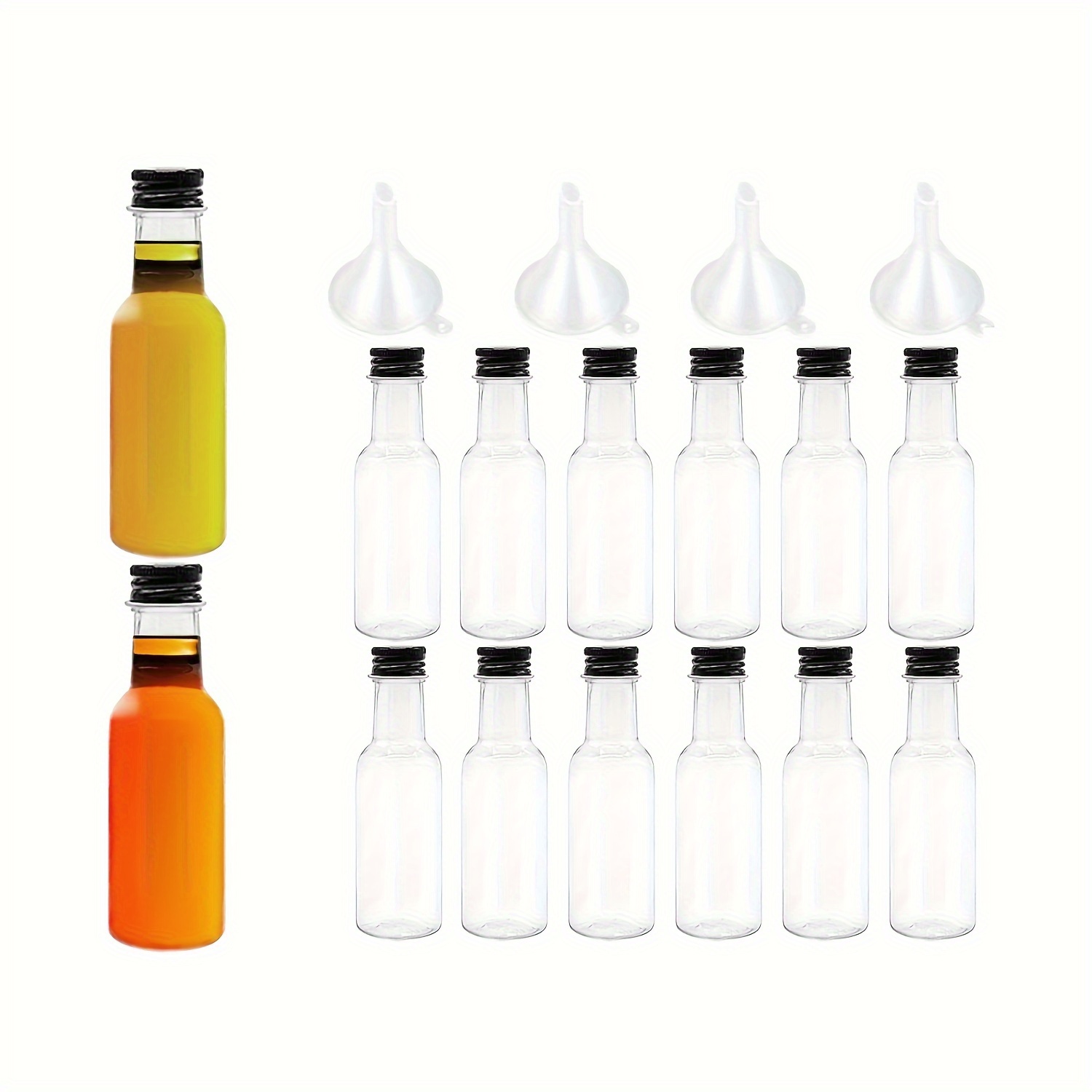 24 Mini Liquor Bottles, 50ml, Small Empty Plastic Mini Alcohol
