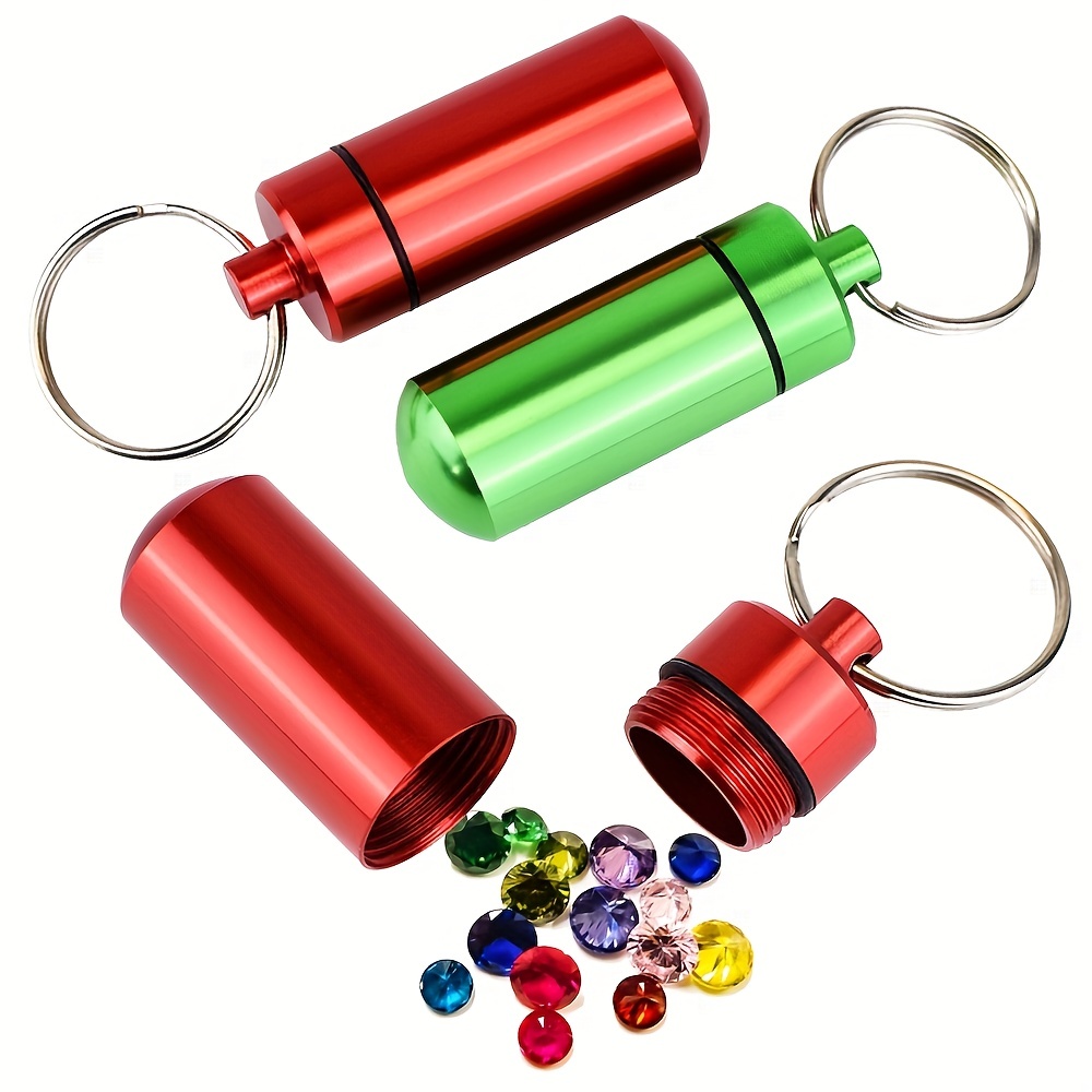 Waterproof Pill Bottle Aluminum, 8pcs Outdoor Capsule Keychain