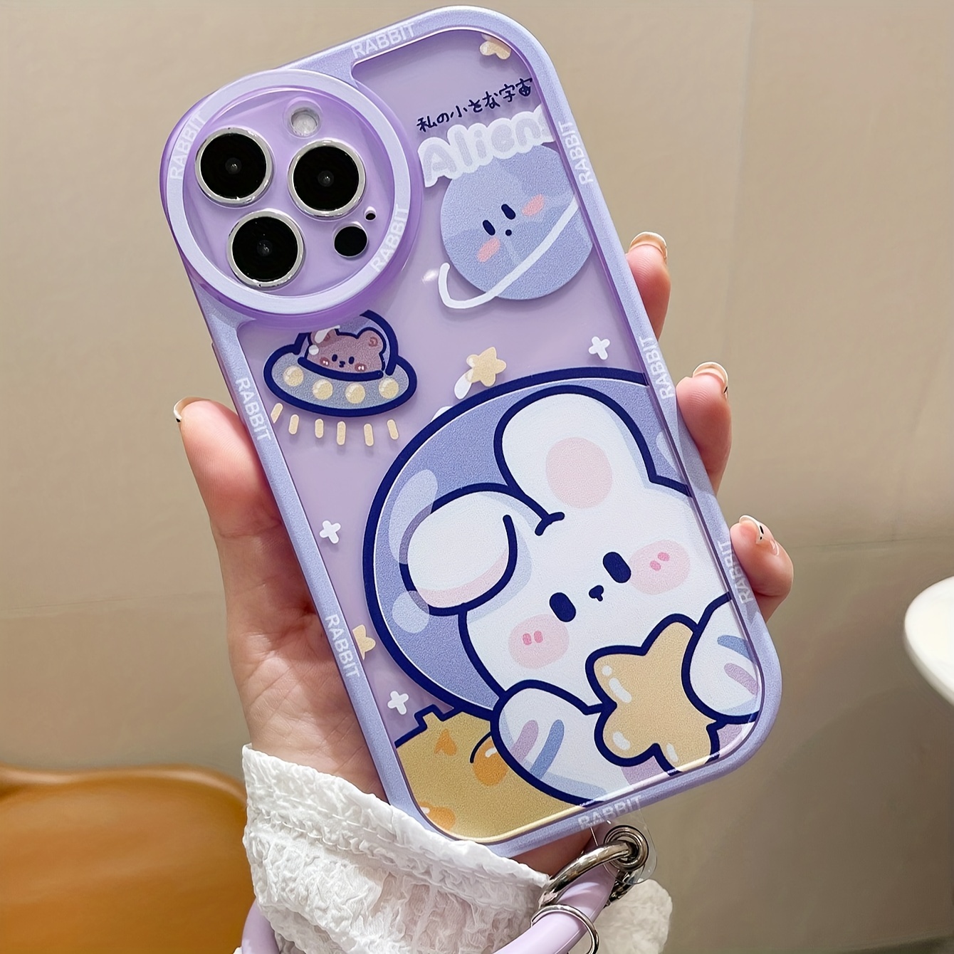 iPhone Kawaii Japanese Dog Rabbit Cat Pink Purple Phone Case for