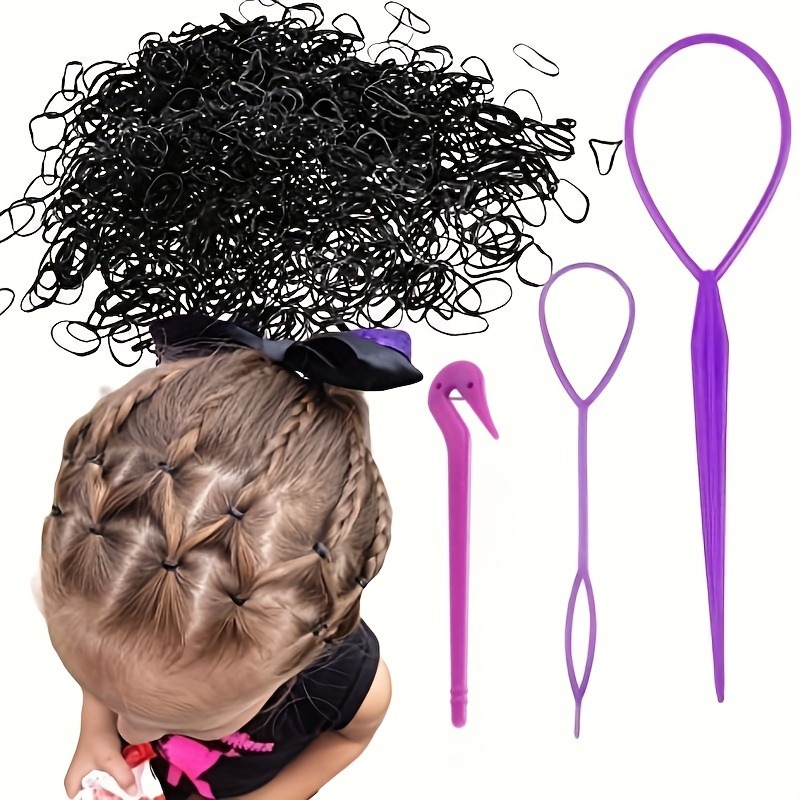 4Pcs Topsy Tail Hair Tool Hair Looping Tool Hair Braiding Tool with Rat  Tail Comb, Ponytail Loop Hair Bands Remover Cutter Fast Hair Styling