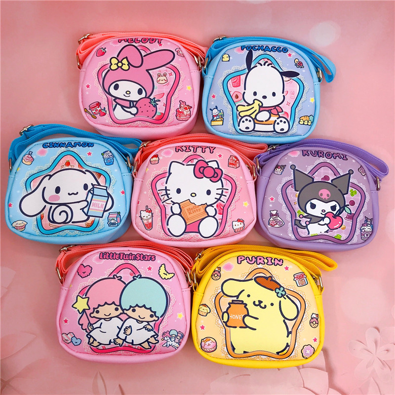 Sanrio Characters Hello Kitty Kuromi Cinnamoroll Hangyodon Pochacco Cute  Soft Plush Stuffed Doll Bag Pendants Christmas Gifts