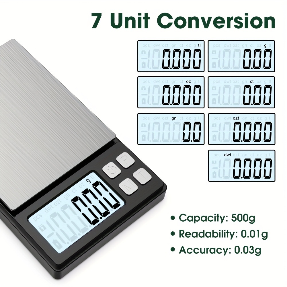 1pc, Mini Bilancia, Bilancia Da Tasca Di Precisione, 500g X 0,01g, Bilancia  Per Gioielli Portatile