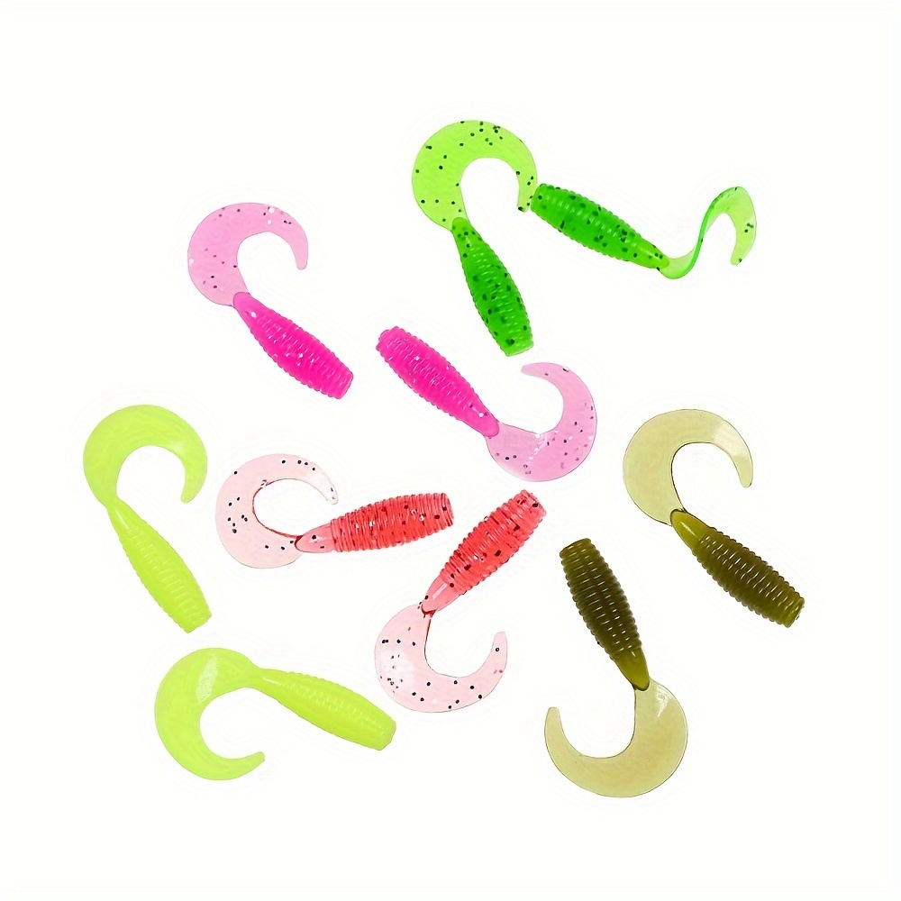 HENGJIA 50PCS/Pack 2.4cm 0.4g Maggot Grub Soft Fishing Lure Hooks